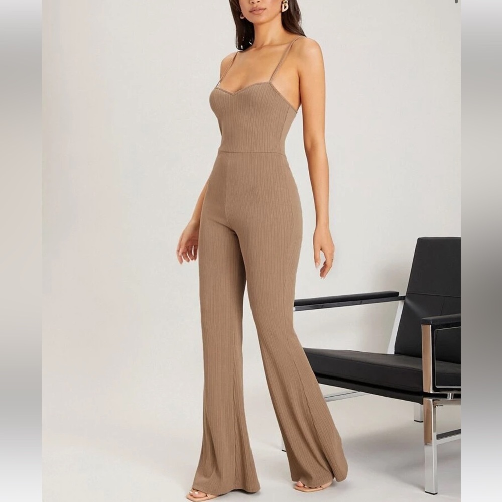 Shein Belle Open Back Solid Cami Jumpsuit - image 2